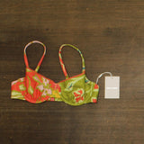 Solid & Striped Womens The Daphne Bikini Swim Top Hibiscus Print Green Multi S
