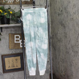 Ny Collection Drawstring Tie Dye Jogger Pajama Pants Bottoms Blue / Green S