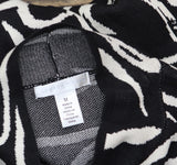 London Times Mockneck Short Sleeve Mini Sweater Dress Black / White Hearts M