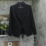 Tahari ASL Womens Single-Button Peak-Lapel Blazer Suit Jacket 2AM610-TJ Black 6