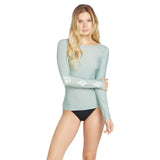 Volcom Womens Long Sleeve Rashguard Top 437009584 Sea Glass Green 2XL