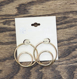 Daisy Fuentes Luxe Double Ring Hoop Earrings Gold Yellow 1.5"