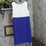 Ny Collection Colorblock 3/4 Sleeve Jacket Dress Set Cobalt Blue / White 16W