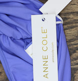 Anne Cole Convertible High Waist Shirred Swim Bottom Periwinkle Blue Purple S