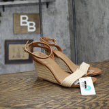 A New Day Womens Tish Single Band Ankle Strap Wedge Heels 93320408 Tan Brown 8M