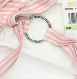 Michael Michael Kors Voyage Stripe V-Neck One Piece Swimsuit Rosewater Pink 8