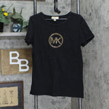 Michael by Michael Kors Womens Graphic Logo Embellished T-Shirt Tee Black XL