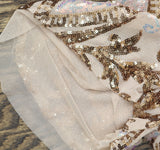 R & M Richards Flutter Sleeve Sequined Evening Formal Dress Pink Champagne 8