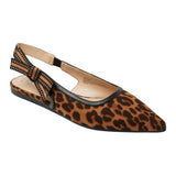A New Day London Lace Slingback Bow Flats 94303556 Cheetah Brown Multi 7.5M