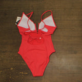 Bar III Womens V-Wire Plunge-Neck One Piece Swimsuit Bright Rose Pink S