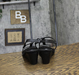 Style & Co. Womens Wedge Sandals Mulan Black Microsuede 6.5M