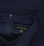 B. Darlin Short Sleeve Mockneck Fit Flare Faux Pocket Mini Dress Navy Blue 13/14