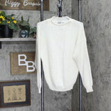 A&M Collection Womens Rolled Neck Chunky Knit Acrylic Sweater White L