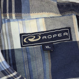 Roper Mens Button Up Long Sleeve Cotton Shirt 1672307d959845 Blue Plaid XL