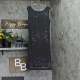 DKNY Petite Sleeveless Studded Cowl-Back Side Zip Dress Black / Silver 6P