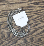 Calvin Klein Curb Cuban Link Chunky Chain Necklace Silver Gray