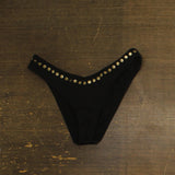 Salt + Cove Womens High Waist Studded Bikini Swim Bottom Black L