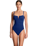 Lauren Ralph Lauren Womens V-Wire One-Piece Swimsuit 20401066 Blue Saturn 10
