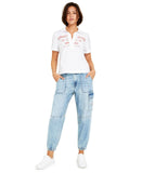Tommy Jeans Women's Cotton Logo Collared Top T2FM0BGI Bright White S