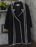 Beautiful By Lawrence Zarian Belted Coat with Contrast Blanket Stitch Black 3XP