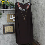 R&m Richards Womens Knit Plus Size Puff-Print Dress 7503W Brown 22W