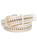 INC International Concepts Womens Chain Link Faux Leather Belt White M