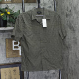 Vince Mens Cotton Eyelet Collar Button Up Camp Shirt M10521594 Dome Green S