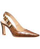 Michael Michael Kors Crocodile Print Darrington Sling Pumps Chestnut Brown 10M