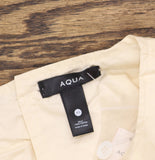 Aqua Womens Crop Cotton Cropped Babydoll Poplin Flutter Top Ivory Off White XS