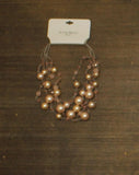 Studio Works Pearl Faux Pearl Beaded Wire Necklace Pink / Silver Gray 16" + 3"