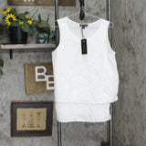 DG2 Womens Mixed-Media Easy Tank Top 520772 Off White M