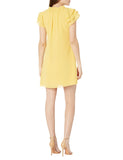 Vince Camuto Chiffon Tie Front Float Dress with Short Ruffle Sleeve Yellow 8