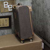 London Fog Herringbone Expandable Spinner Suitcase Luggage Navy Brown 24"