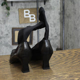 Gruppo Italiano Womens Vintage Leather Ankle Stretch Heels Black 6.5B