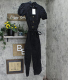 Who What Wear Women's Puff Short Sleeve Collared Jumpsuit WD-773 Black XS