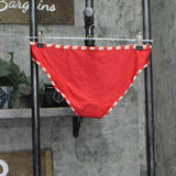 Aqua Hem Pull On Elastic Waistband Swim Bikini Bottoms Red See Measurements