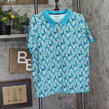Lands' End Women's Short-Sleeve Polo Shirt Blue Green Multi 1X