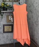 G.I.L.I. Womens Sleeveless Asymmetric Hem Knit Dress with V-neck Orange M