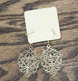 Melody Womens Fashion Dangly Filigree Lace Metal Earrings Gold Yellow 2.75"
