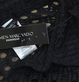 Carmen Marc Valvo Crochet Button-Up Cover-Up Shirt C21835 Black L