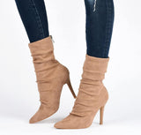 Journee Collection Markie Bootie Pointed-Toe Vegan Leather Details Tan Brown 6M