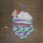Kanu Surf Girls UPF 50 Beach Sport Halter Bikini 2-Piece Swimsuit Ruby Purple 12