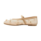A New Day Womens Everly Floral Mesh Mary Jane Ballet Flats Beige Brown 8M