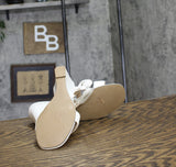 Adrienne Vittadini Womens Square Loop Band Wedge Sandals ANDO-59783 White 6.5M