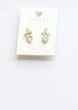 Mint Womens Fashion Bow Ribbon Elegant Post Drop Earrings Gold / Clear .50"