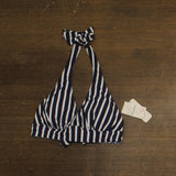 Tommy Bahama Coastline Stripe Reversible Halter Swim Top Mare Navy Blue Multi XS