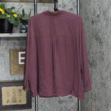 Eileen Fisher Womens Button Up Silk Shirt S2GC1-T5775M Fig Purple 1X
