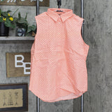 Lands' End Womens Sleeveless Patterned Button Up Shirt 485088-Sample