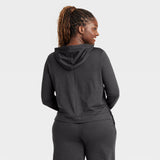 All In Motion Womens Soft Stretch Hooded Sweatshirt 90612705 Heathered Black XL