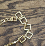 Heavy Chain Square Diamond Geometric Choker Necklace Gold / Clear 16" + 2.5"